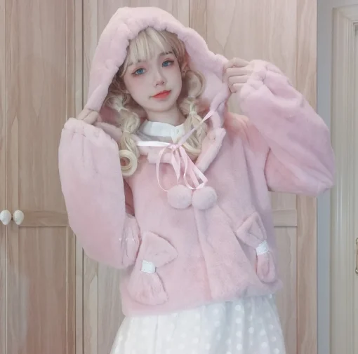 Kawaii Pink Fluffy Bow Hoodie